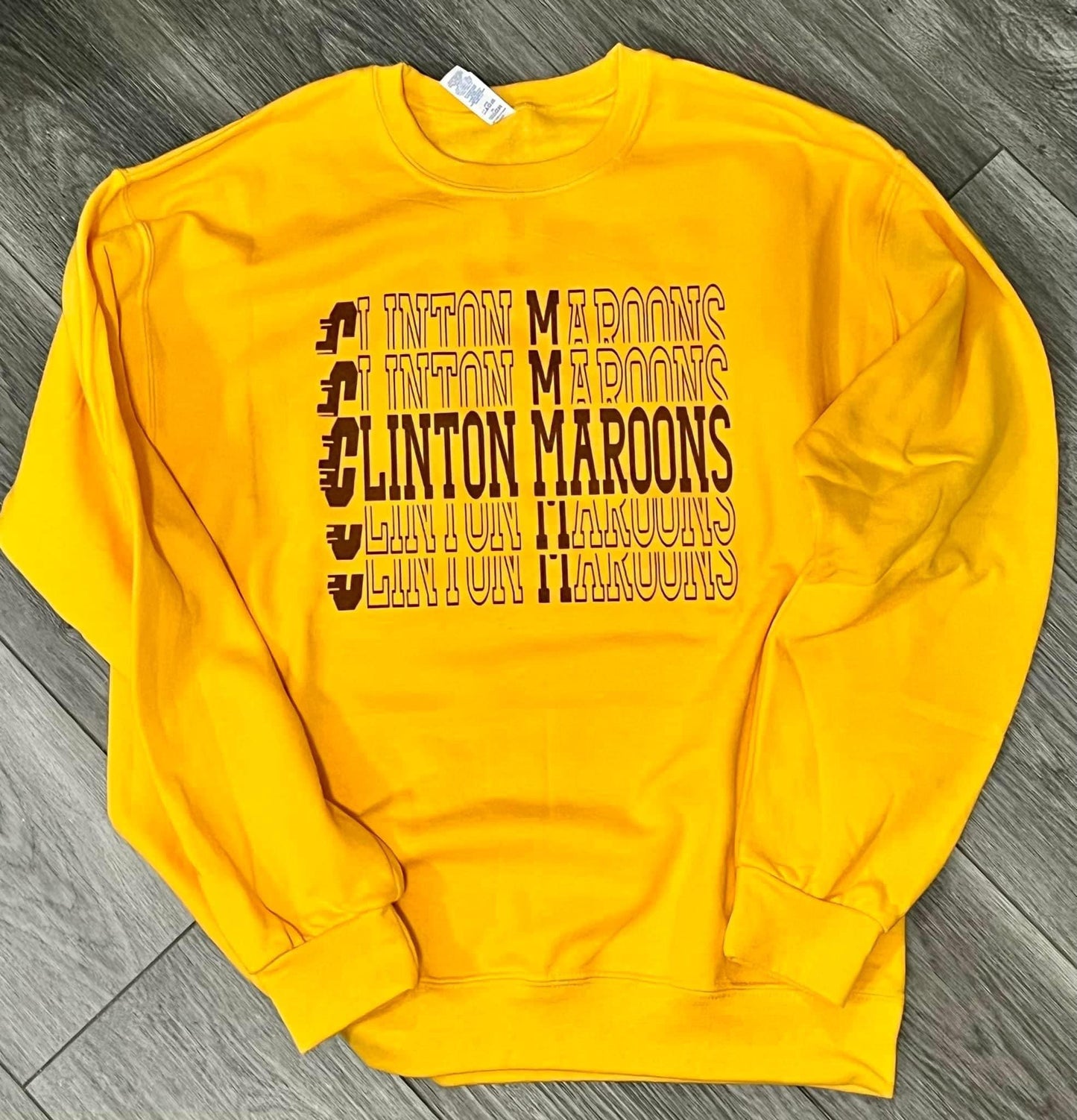 Adult Clinton Maroons Stacked Crewneck or Hooded Sweatshirt