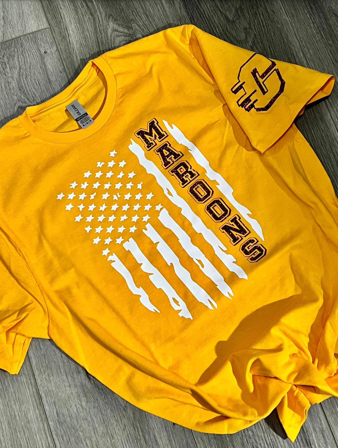 Glitter Maroon Flag Tee