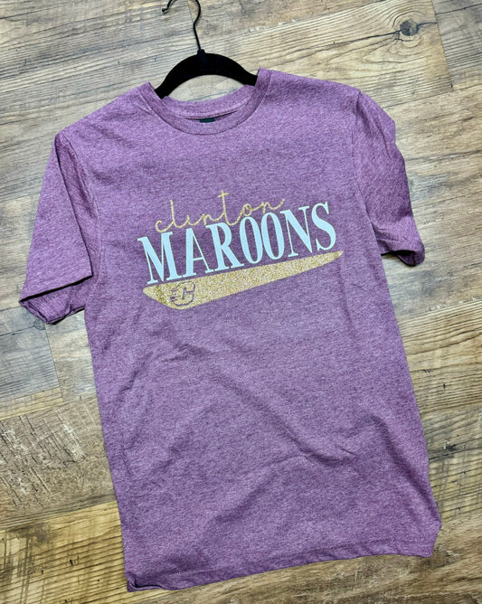 Heather Maroon - Clinton maroons - glitter - tee/Hoodie