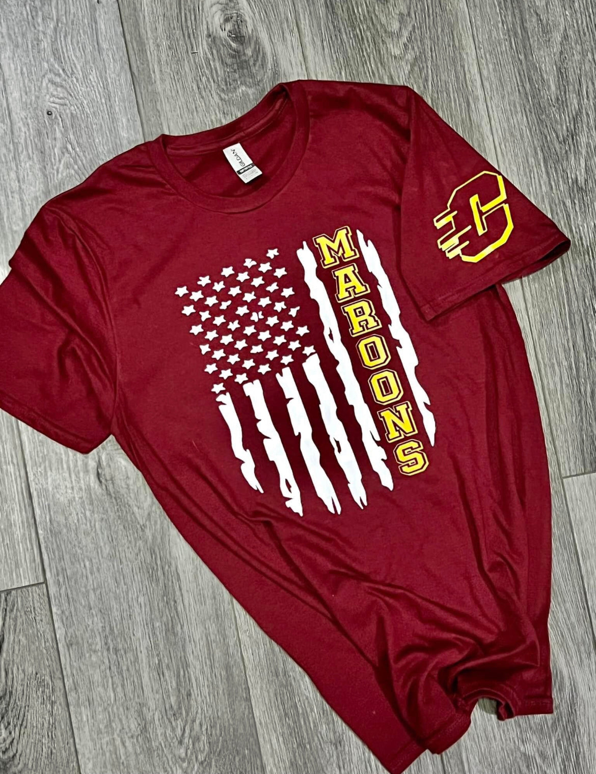 Solid Maroon Flag Tee